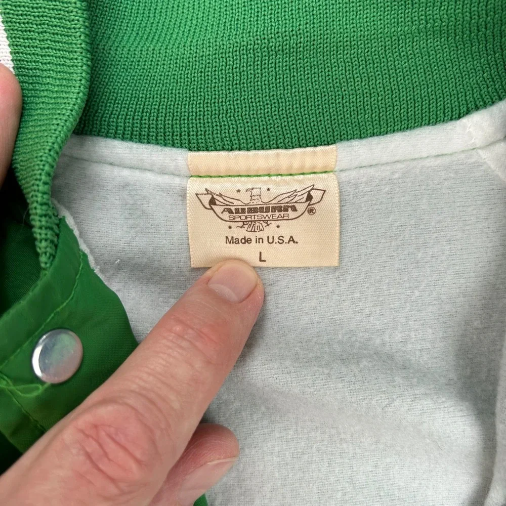 Vintage Auburn‎ Sportswear Longhorn Boosters Green Nylon Varsity Jacket Mens L